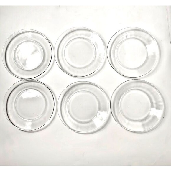 Set 6  Clear Glass Desert / Bread Plates 7.25 Inch - Picture 1 of 4